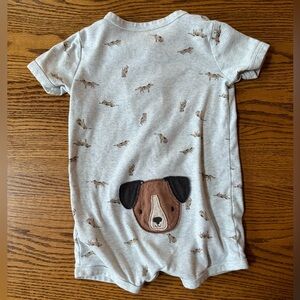 24 month Carters Baby Toddler Gray Baby short Romper with Dog Applique